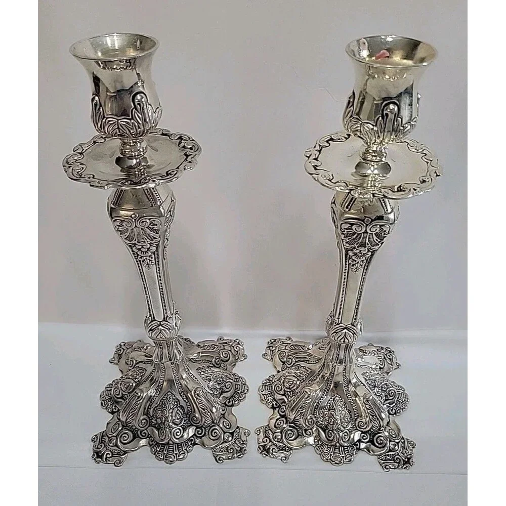 2 Vintage Godinger BAROQUE Style Ornate Silver-Plated 11.5